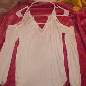 long sleeve cold shoulder top